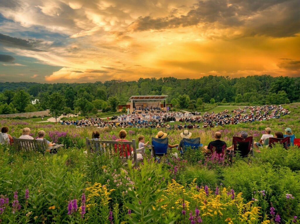 An image of an outdoor concert at a botanical garden.